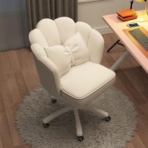 oakcraftchair cute petal desk chair, modern fabric home butterfly height adjustable makeup computer (oac 221) (white)